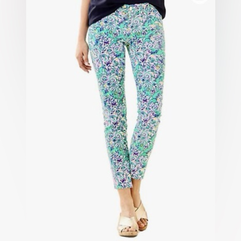 Lilly Pulitzer size 6 south ocean Monkey See Monkey do jeans pants